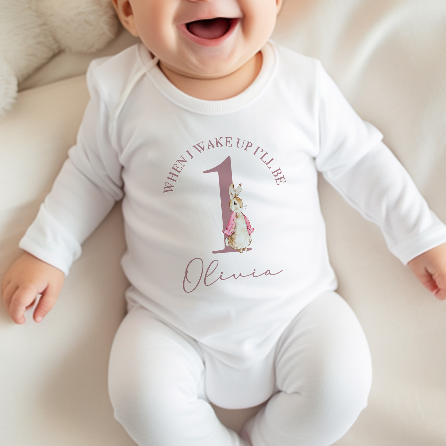 Personalised Bunny Birthday T-Shirt & Sleepsuit