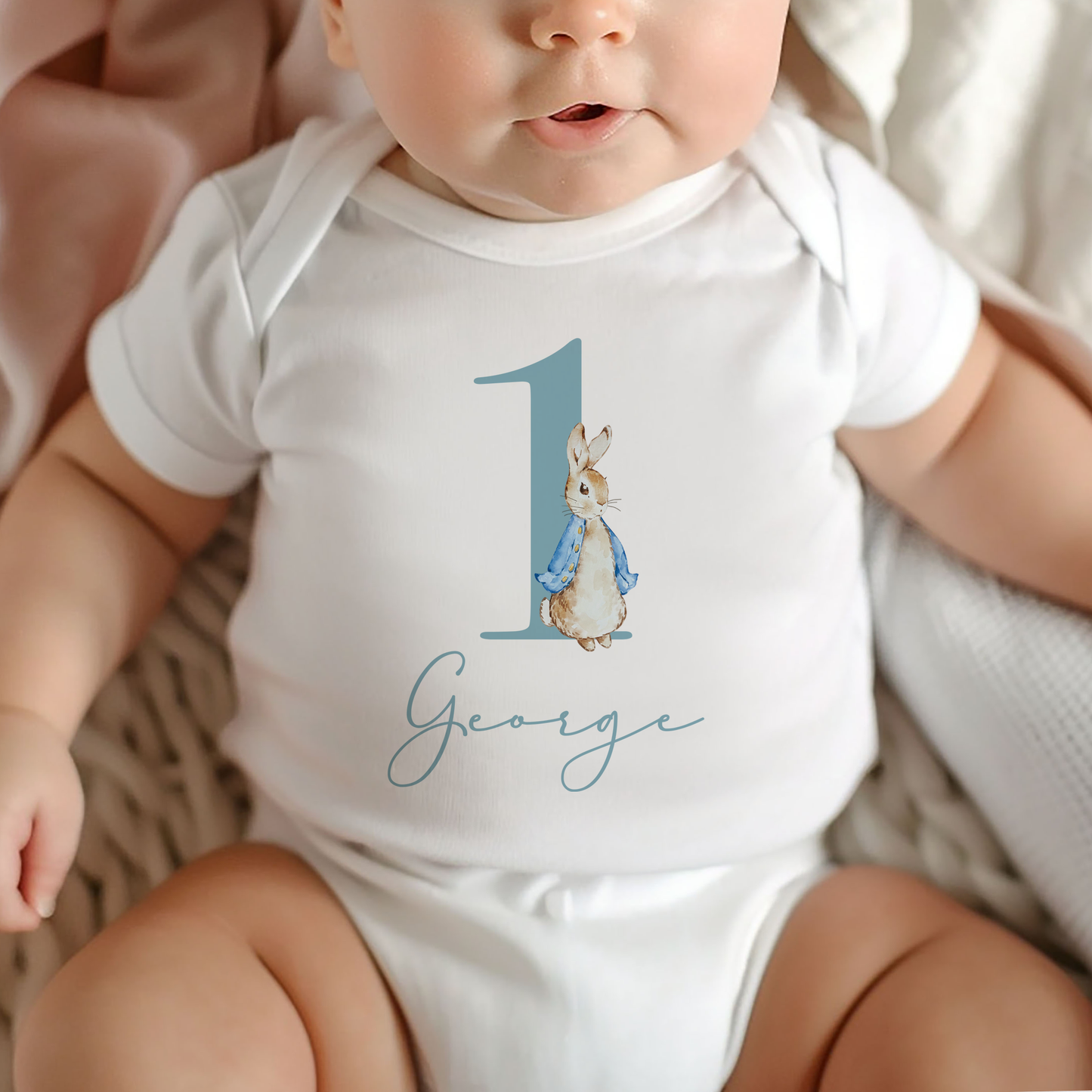 Personalised Bunny Birthday T-Shirt & Sleepsuit
