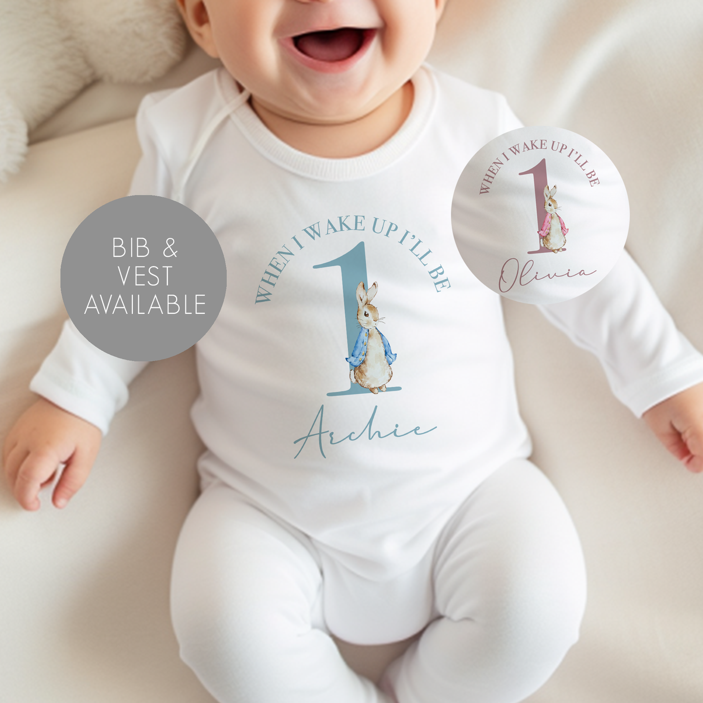 Personalised Bunny Birthday T-Shirt & Sleepsuit