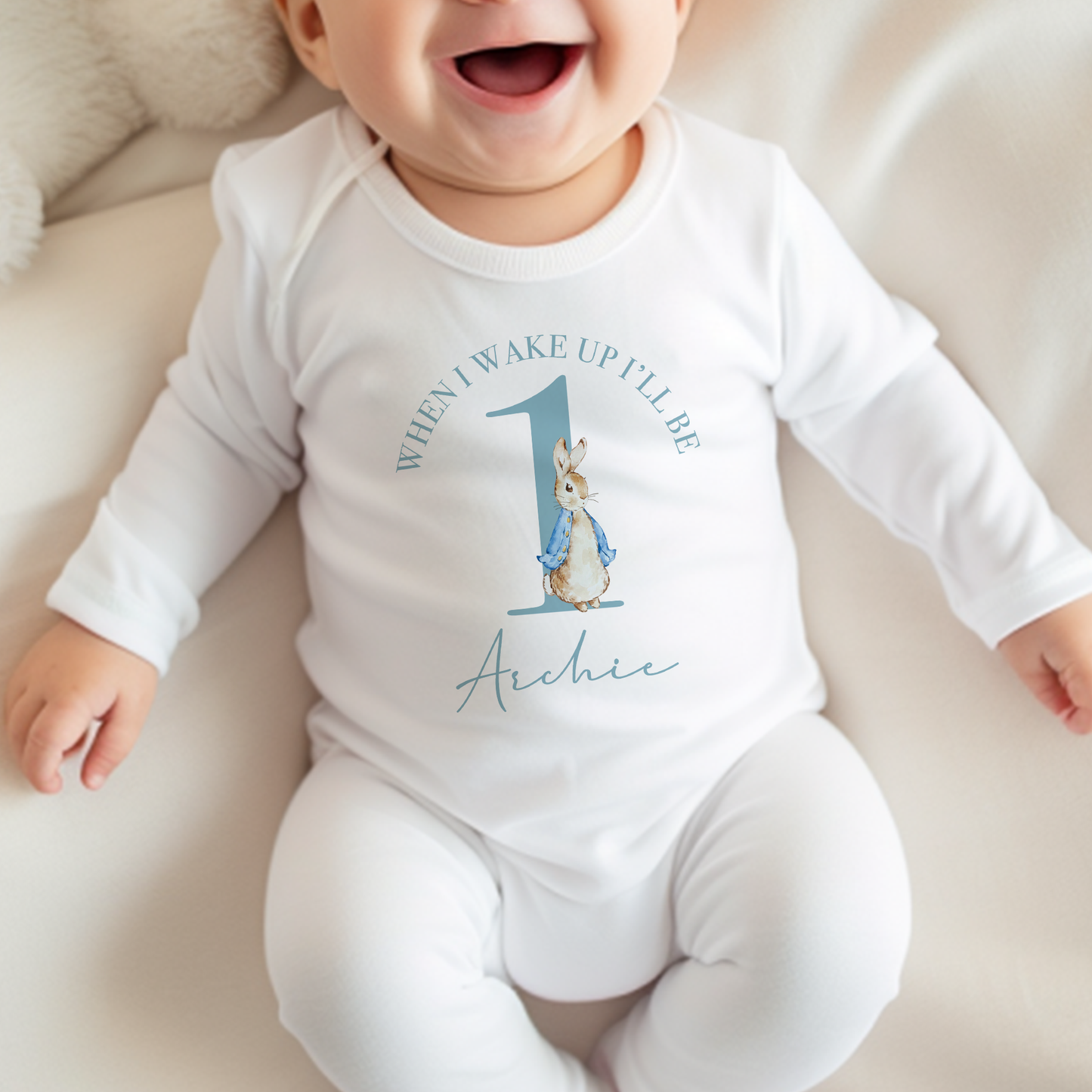 Personalised Bunny Birthday T-Shirt & Sleepsuit