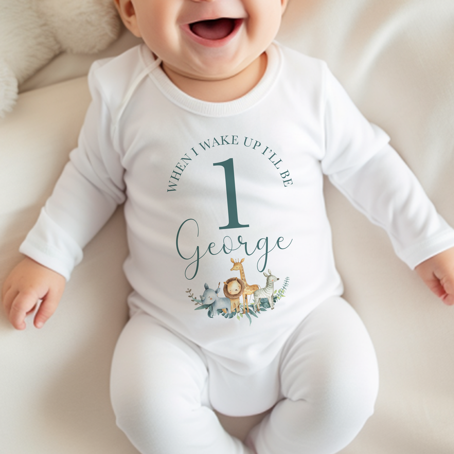 Personalised When I Wake Up I Will Be 1 Jungle Pyjamas