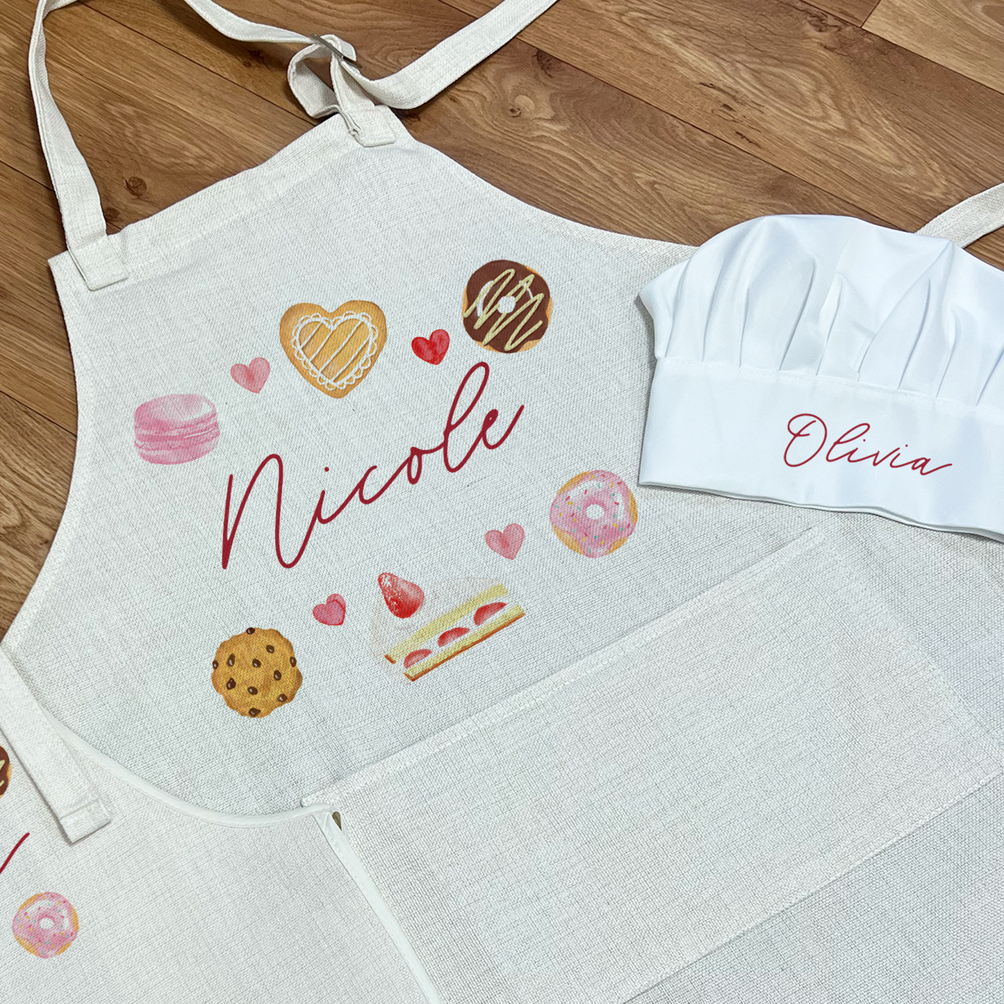 Personalised Love Heart Apron & Chefs Hat Set