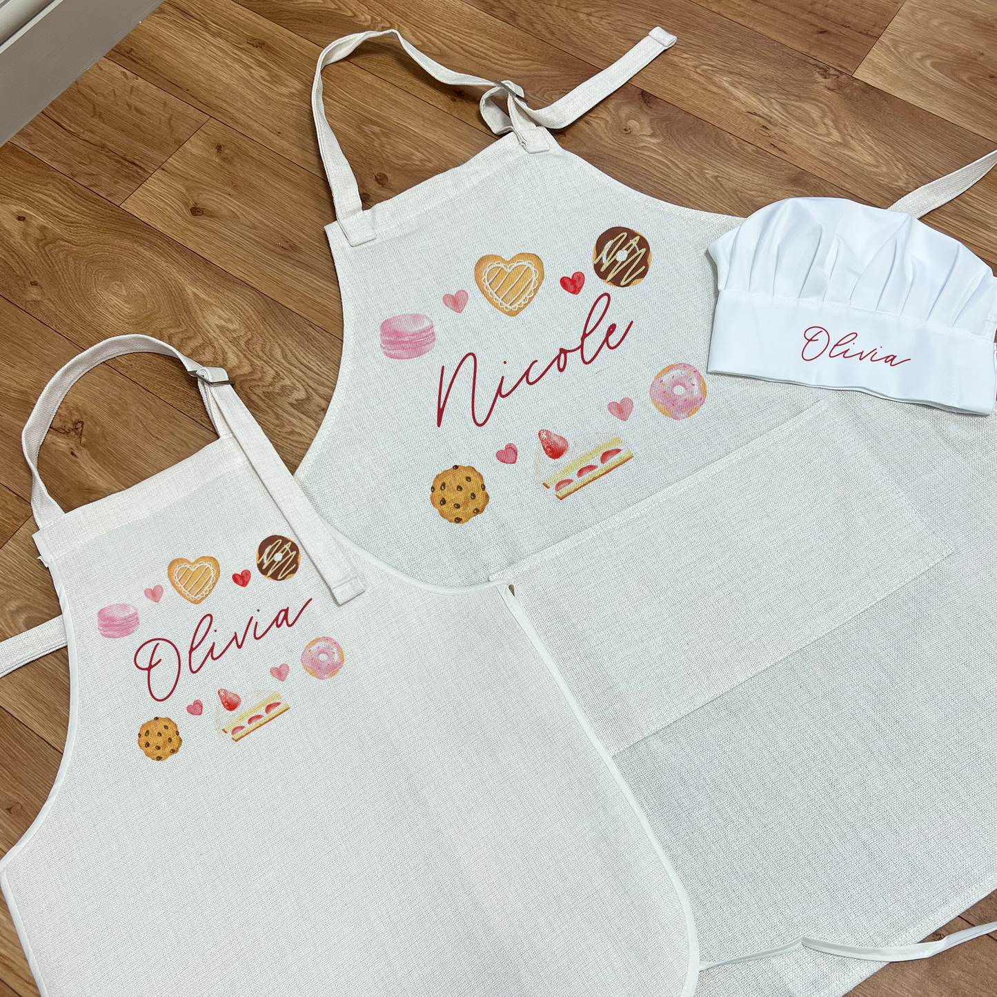 Personalised Love Heart Apron & Chefs Hat Set