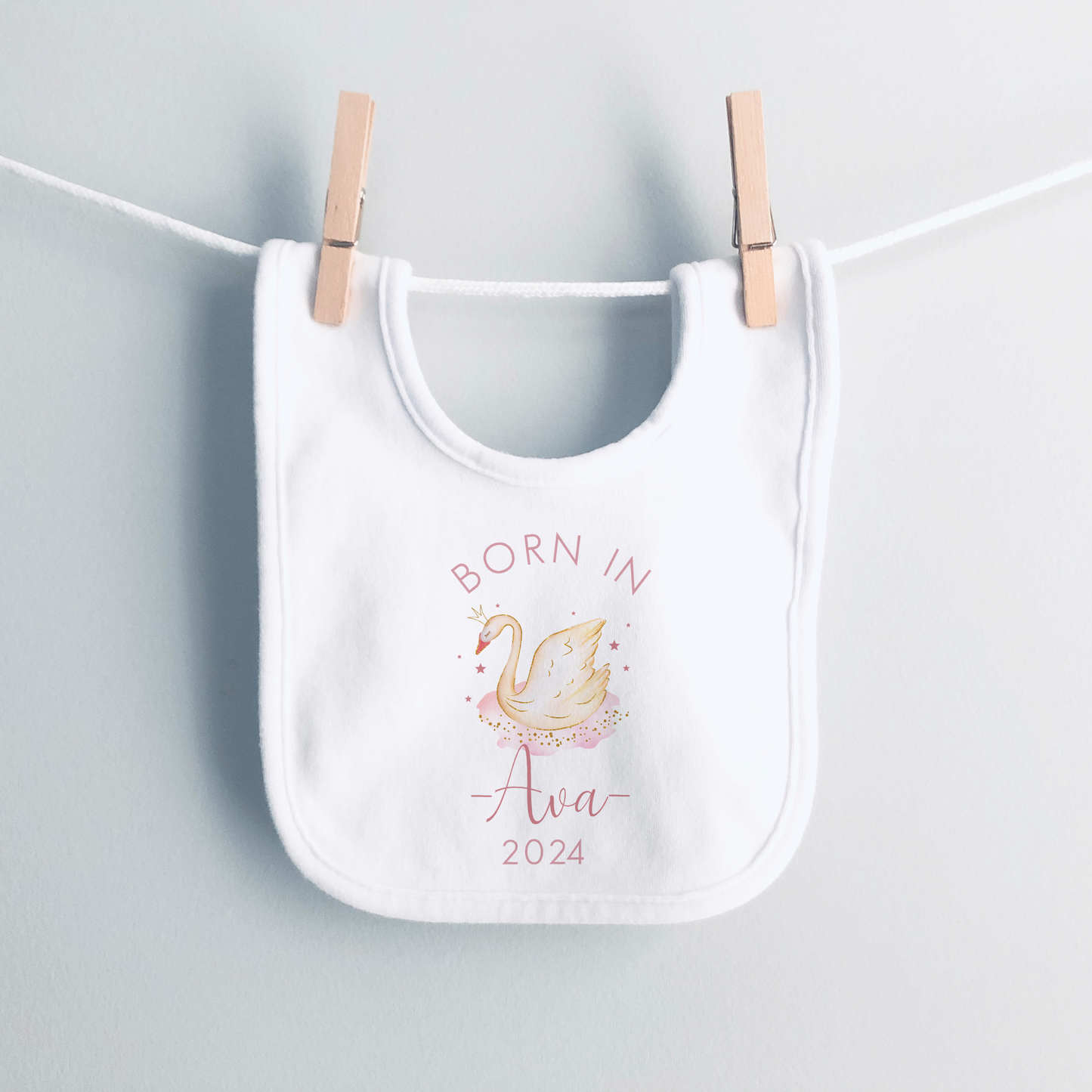 Personalised Born in *Year* Swan Baby Vest & Sleep Suit