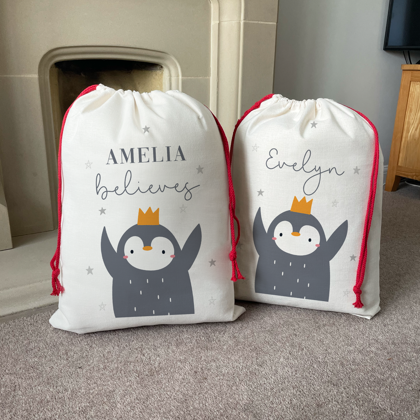 Personalised Reindeer Penguin Santa Christmas Sack