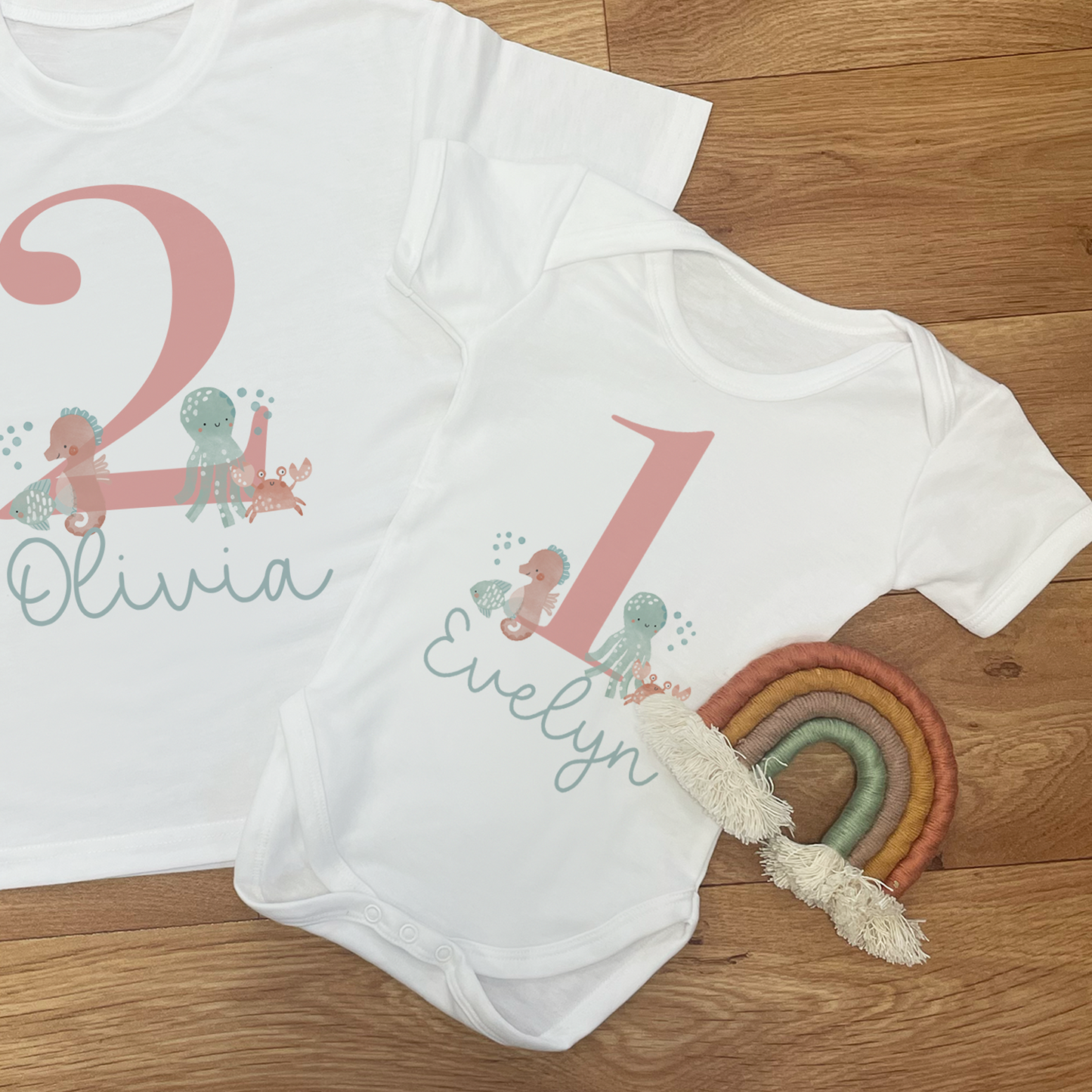 Personalised Ocean Birthday T-Shirt Set