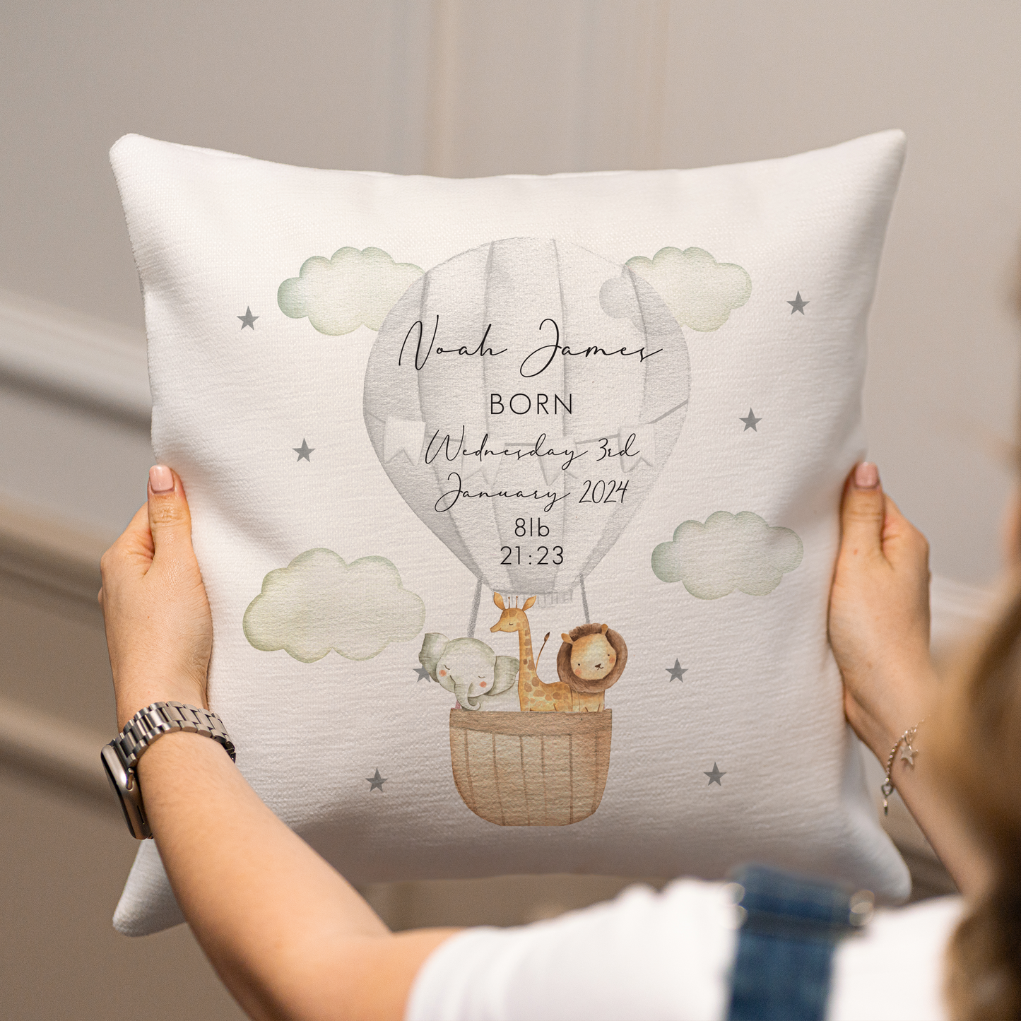 Personalised Jungle Baby Cushion