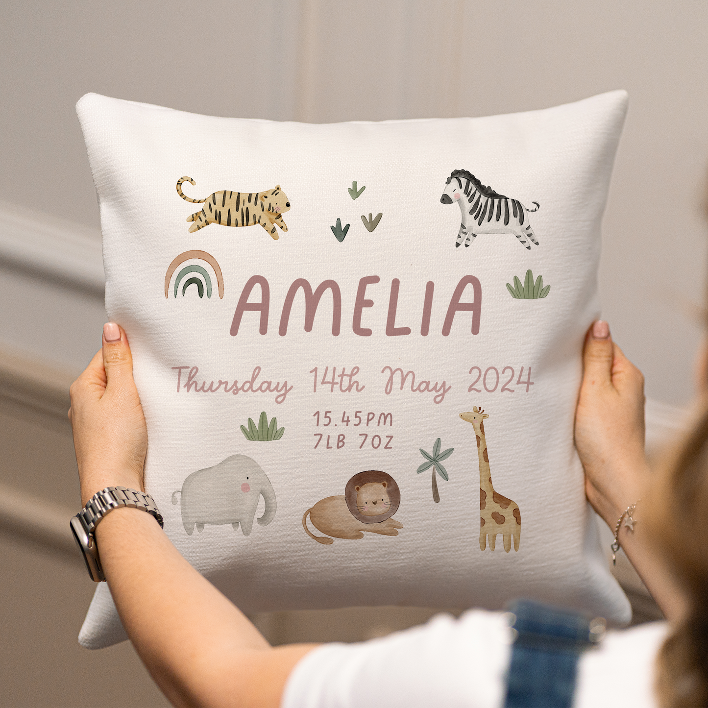 Personalised Jungle Baby Cushion