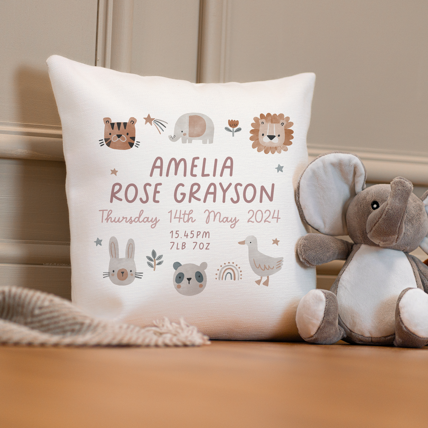 Personalised Pink Jungle Cushion