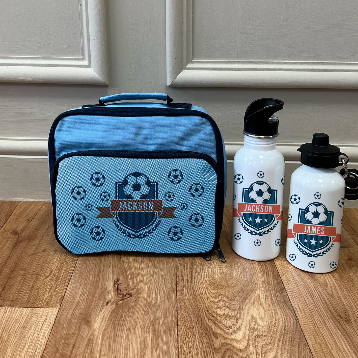 Personalised Football Lunch Box & Bottle Set