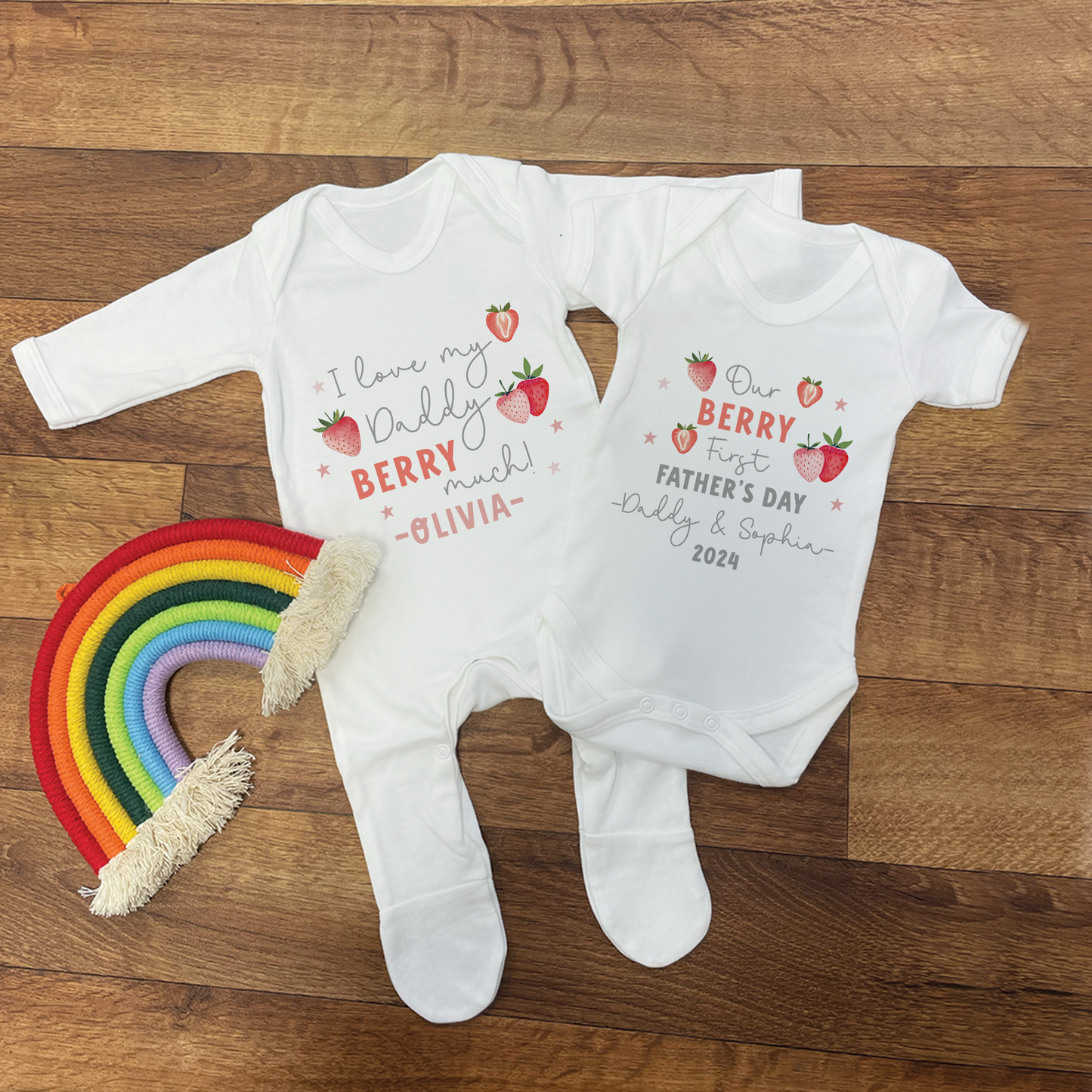 Personalised Berry Father's Day T-Shirt & Baby Vest