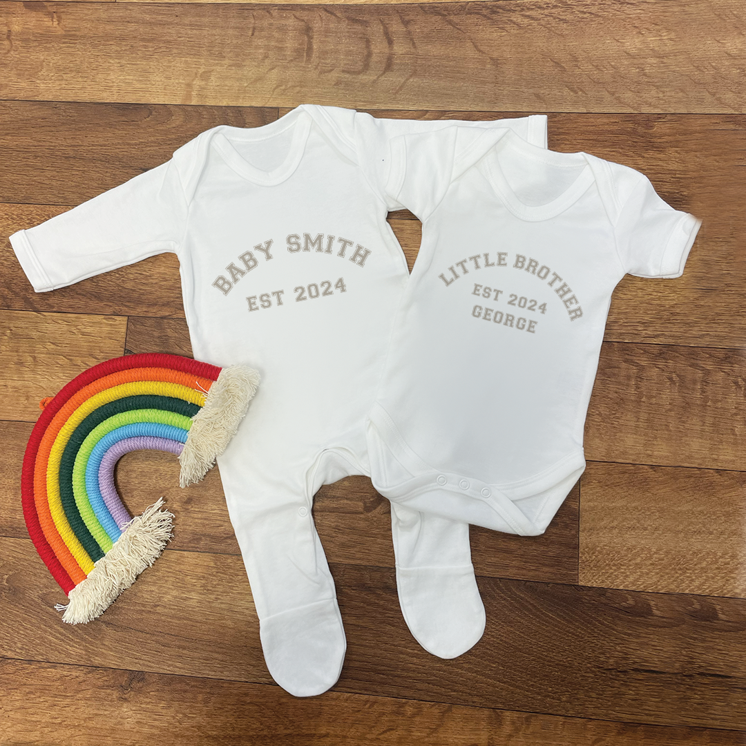 Personalised Brother Sister T-Shirt & Baby Vest