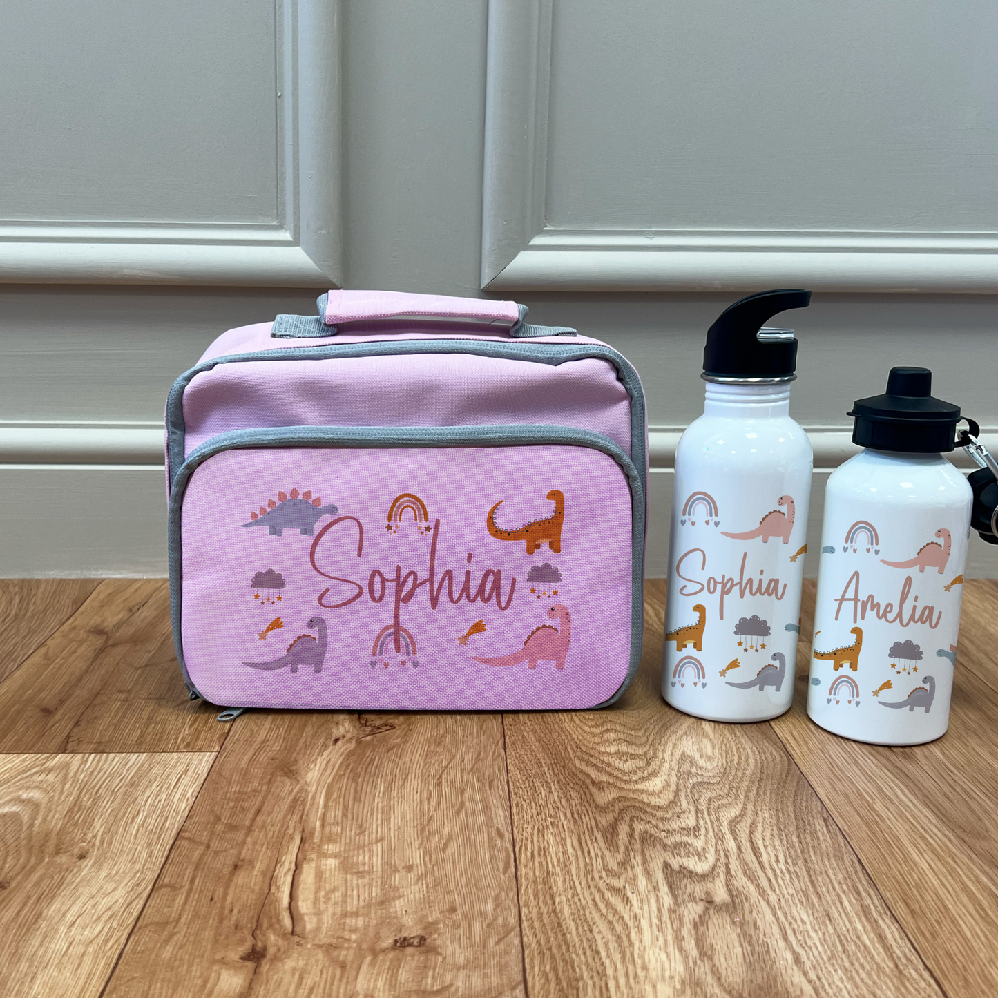 Personalised Dinosaur Lunch Box & Bottle Set