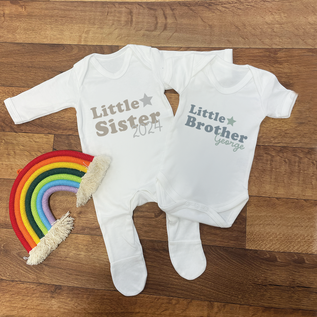 Personalised Brother Sister T-Shirt & Baby Vest