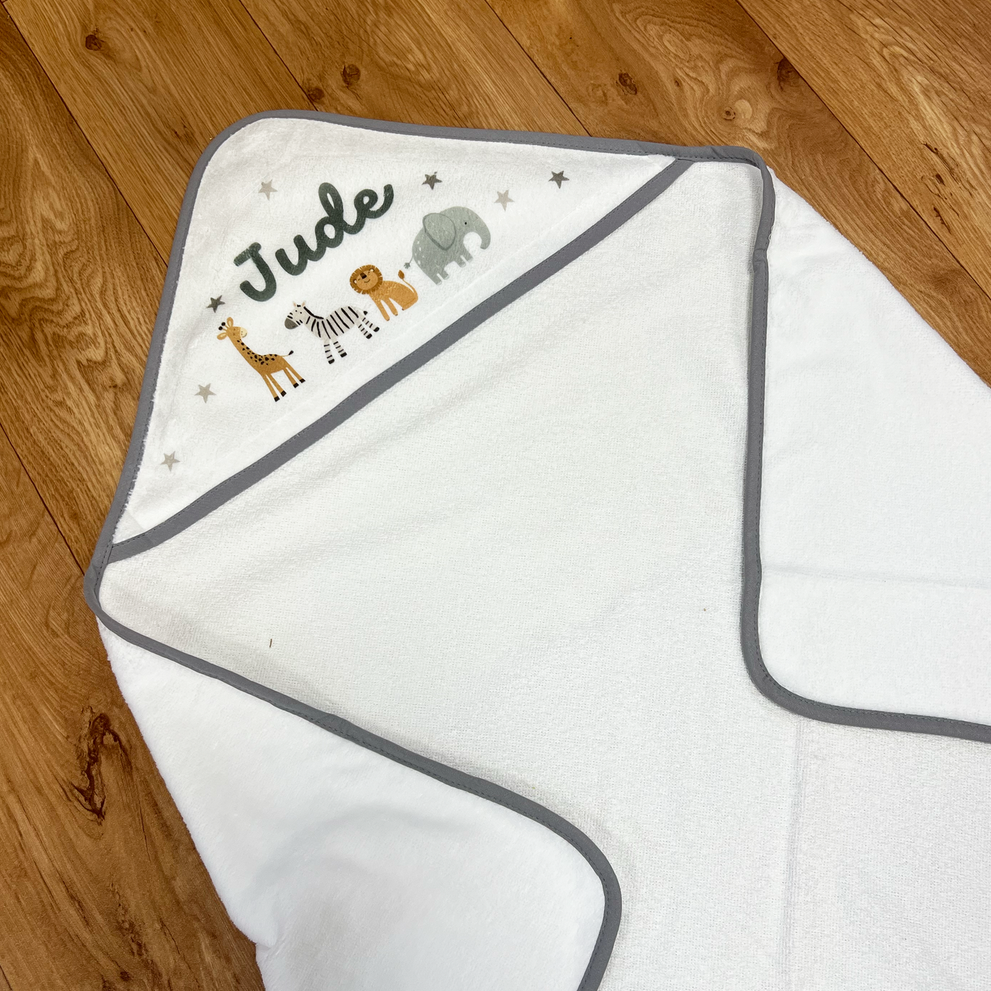 Personalised Jungle Baby Hooded Towel