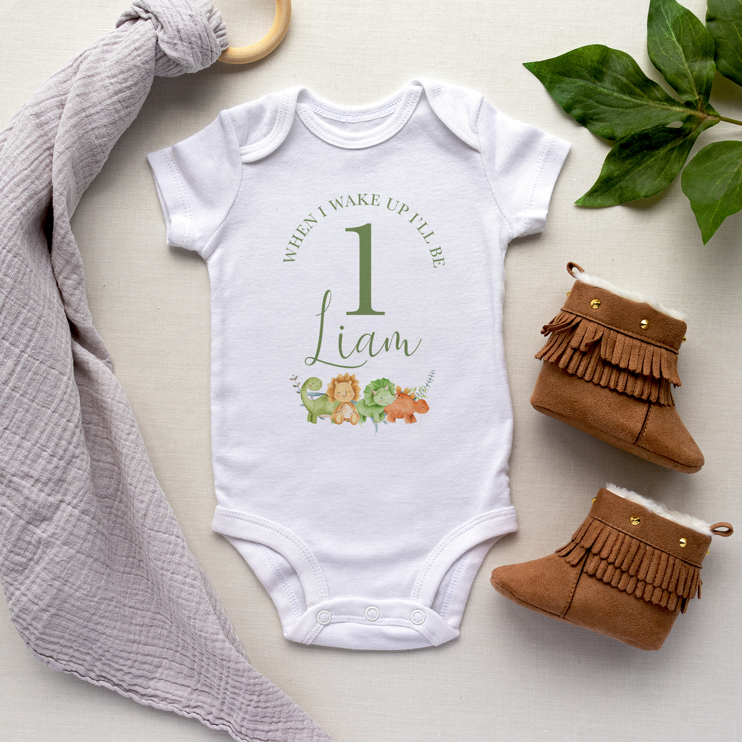 Personalised When I Wake Up I Will Be 1 Dinosaur Pyjamas