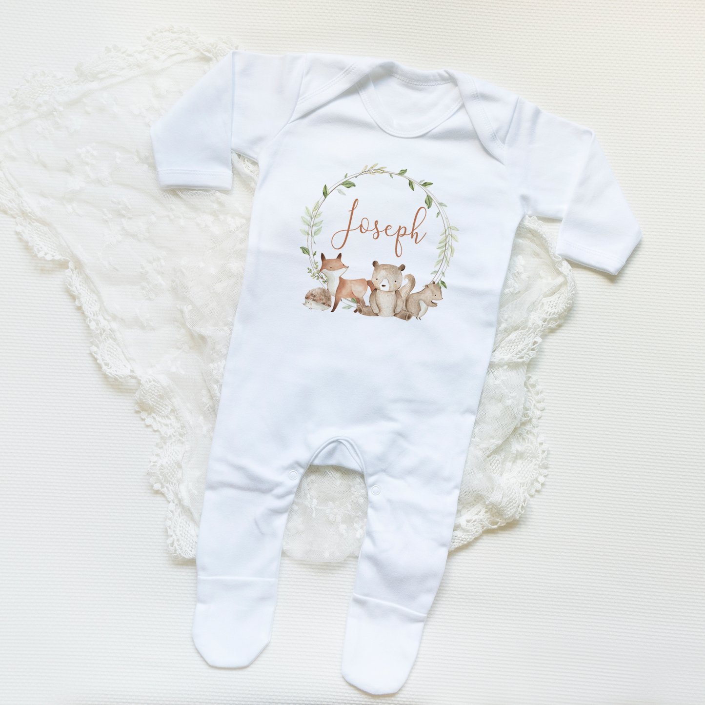 Personalised Woodland Baby Vest and Sleepsuit