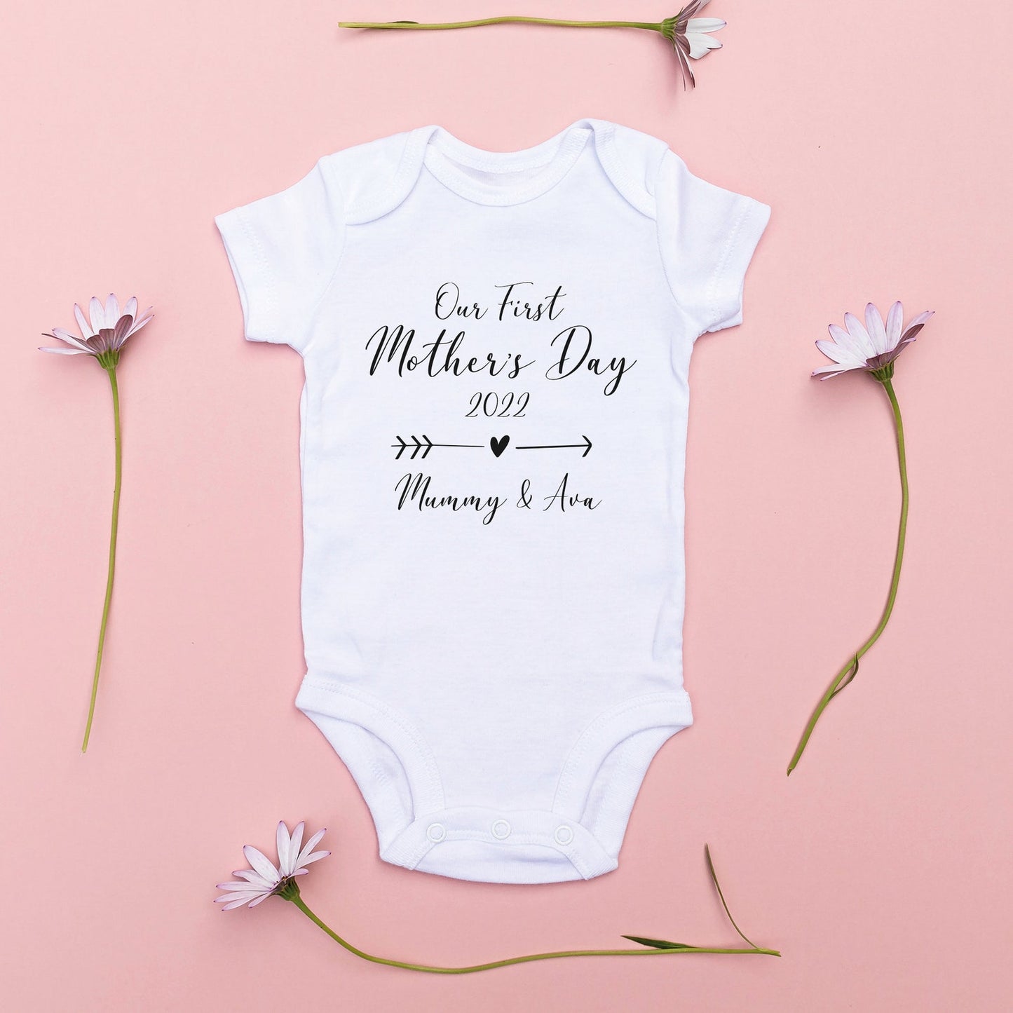 Personalised First Mother's Day Baby Vest and Sleepsuit