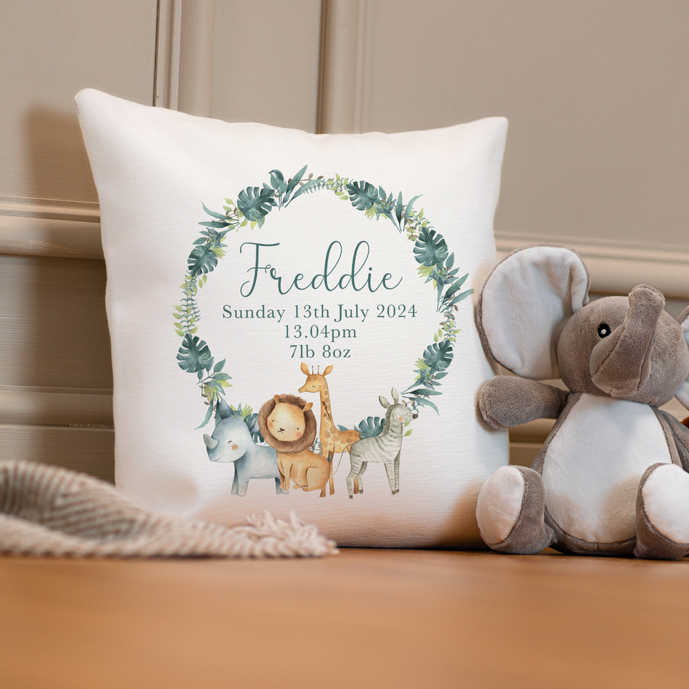 
                      
                        Personalised Jungle Baby Cushion
                      
                    