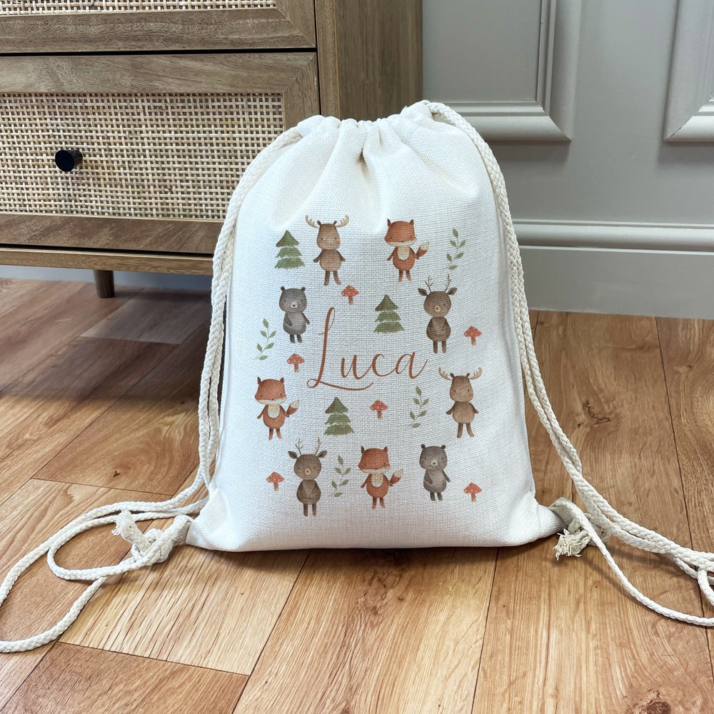 Personalised Woodland Drawstring Bag