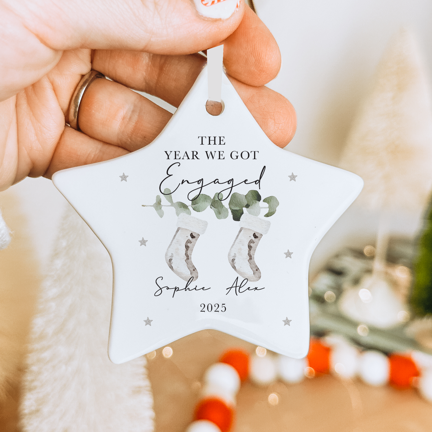 Personalised Engagement Christmas Bauble