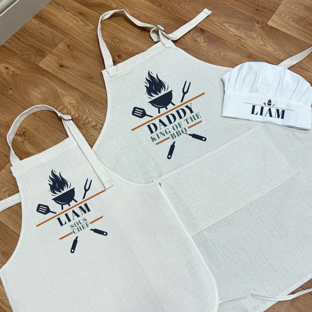 Personalised BBQ Apron & Chefs Hat Set