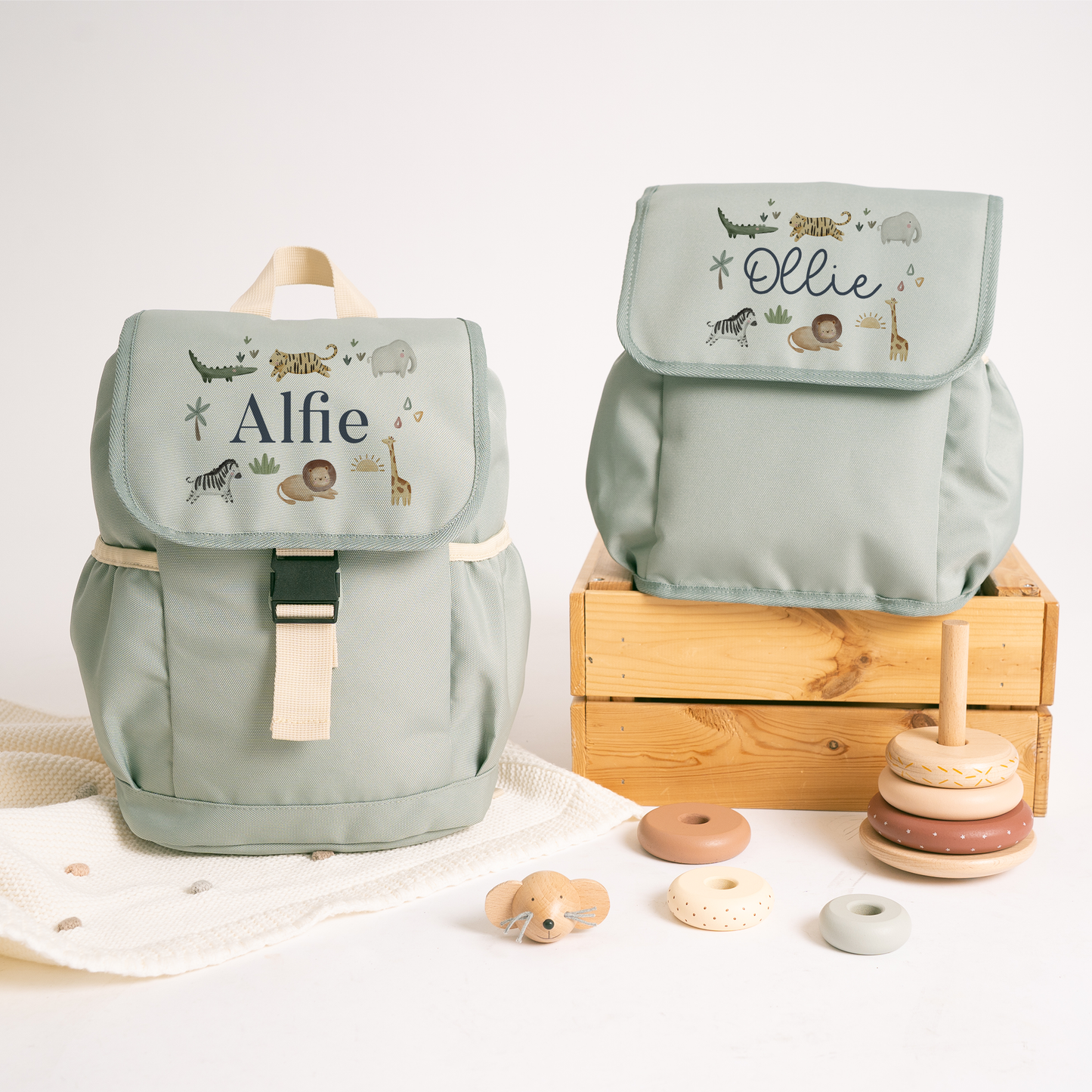 Personalised Jungle Lunch Bag & Rucksack