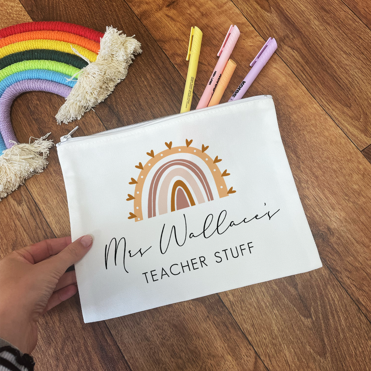 Personalised Rainbow Teacher Pencil Case