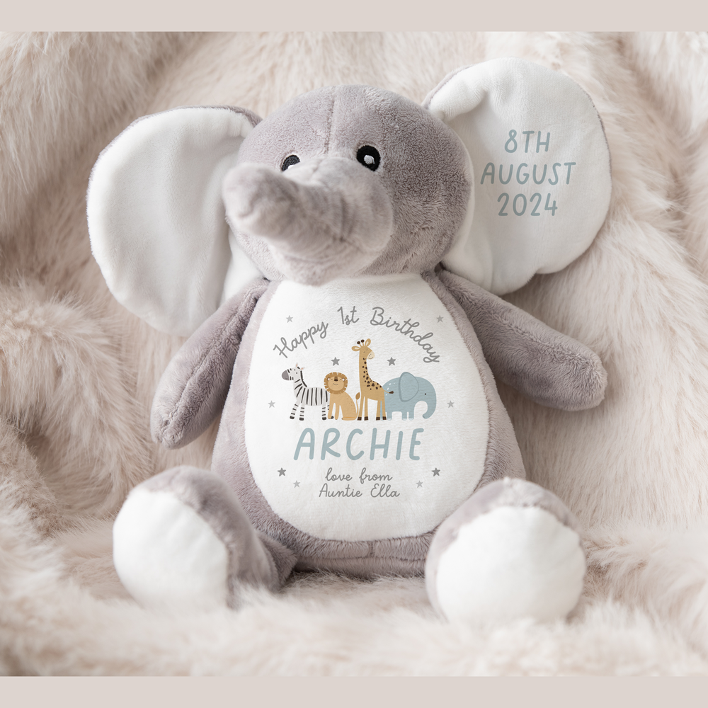 
                      
                        Personalised First Birthday Elephant Toy
                      
                    