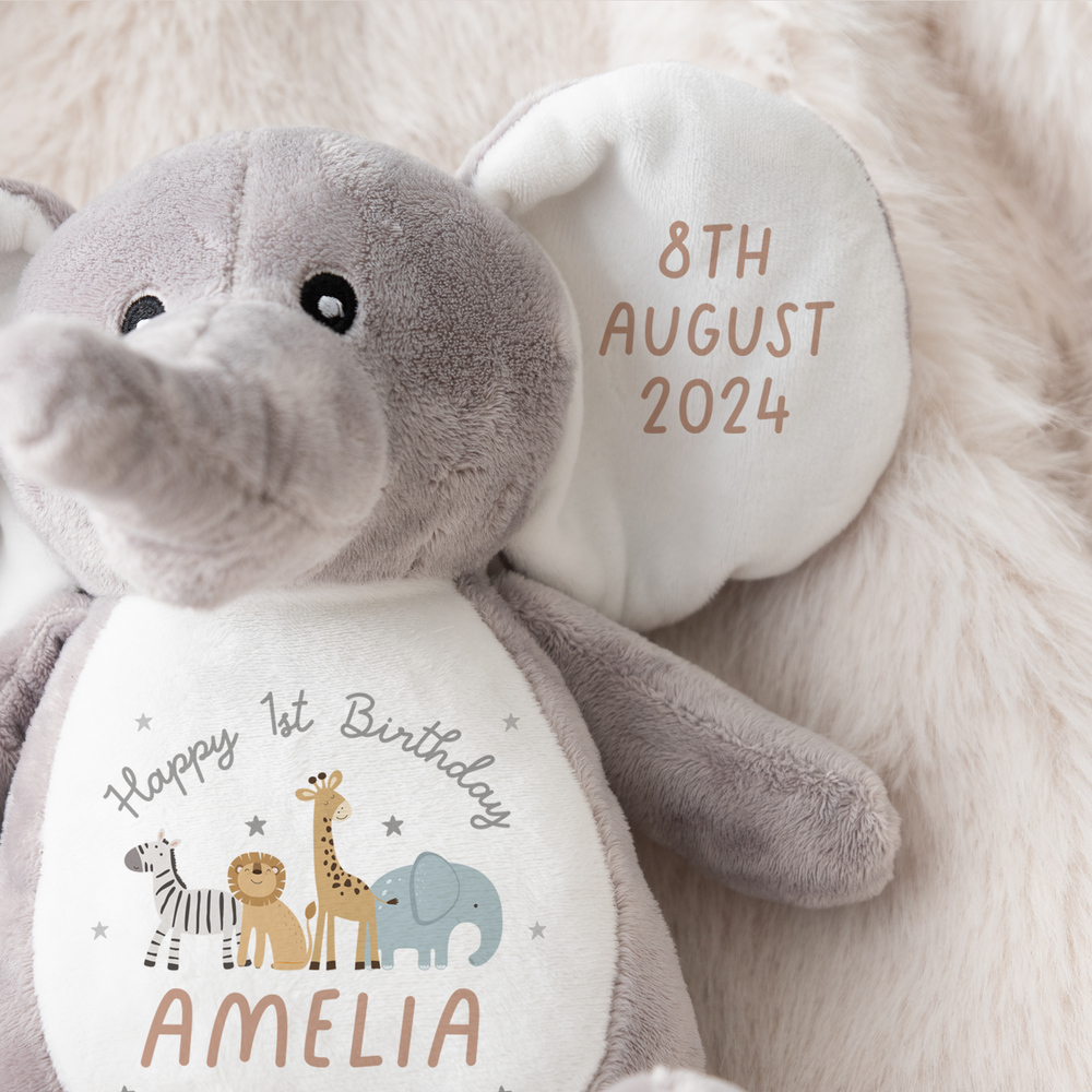 Personalised First Birthday Elephant Toy