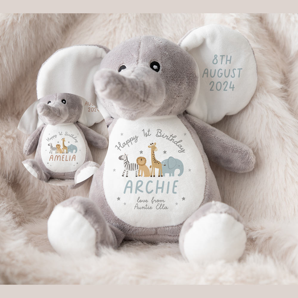 Personalised First Birthday Elephant Toy