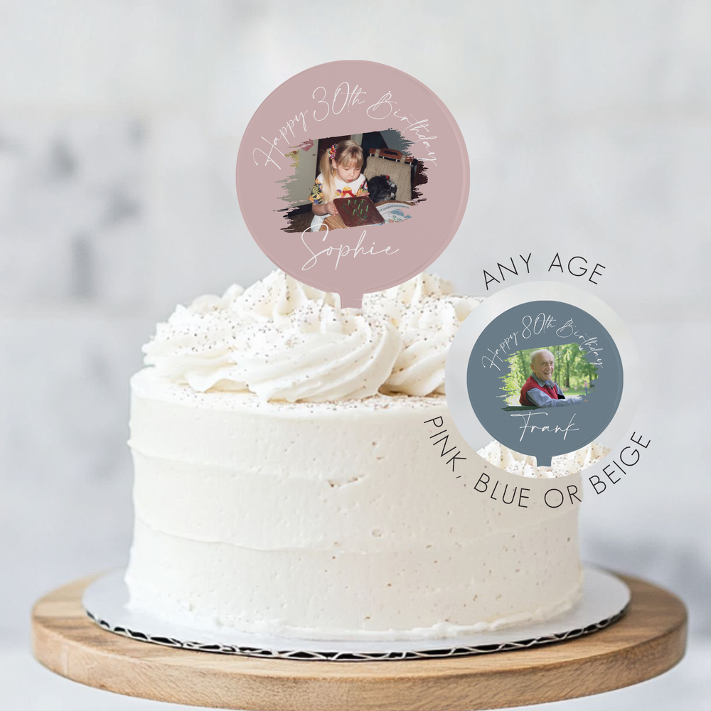 Personalised Birthday Photo Cake Topper