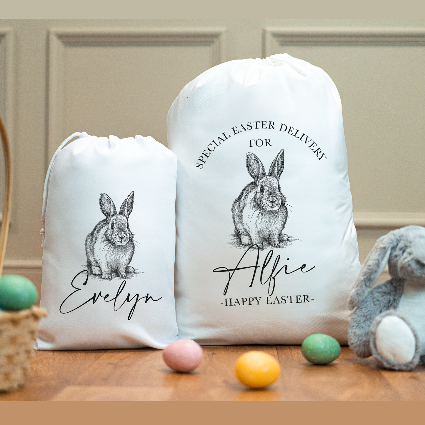 
                  
                    Personalised Vintage Bunny Easter Sacks
                  
                