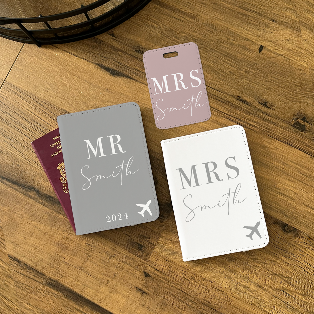 
                      
                        Personalised Mr & Mrs Wedding Passport Covers & Luggage Tag Set
                      
                    