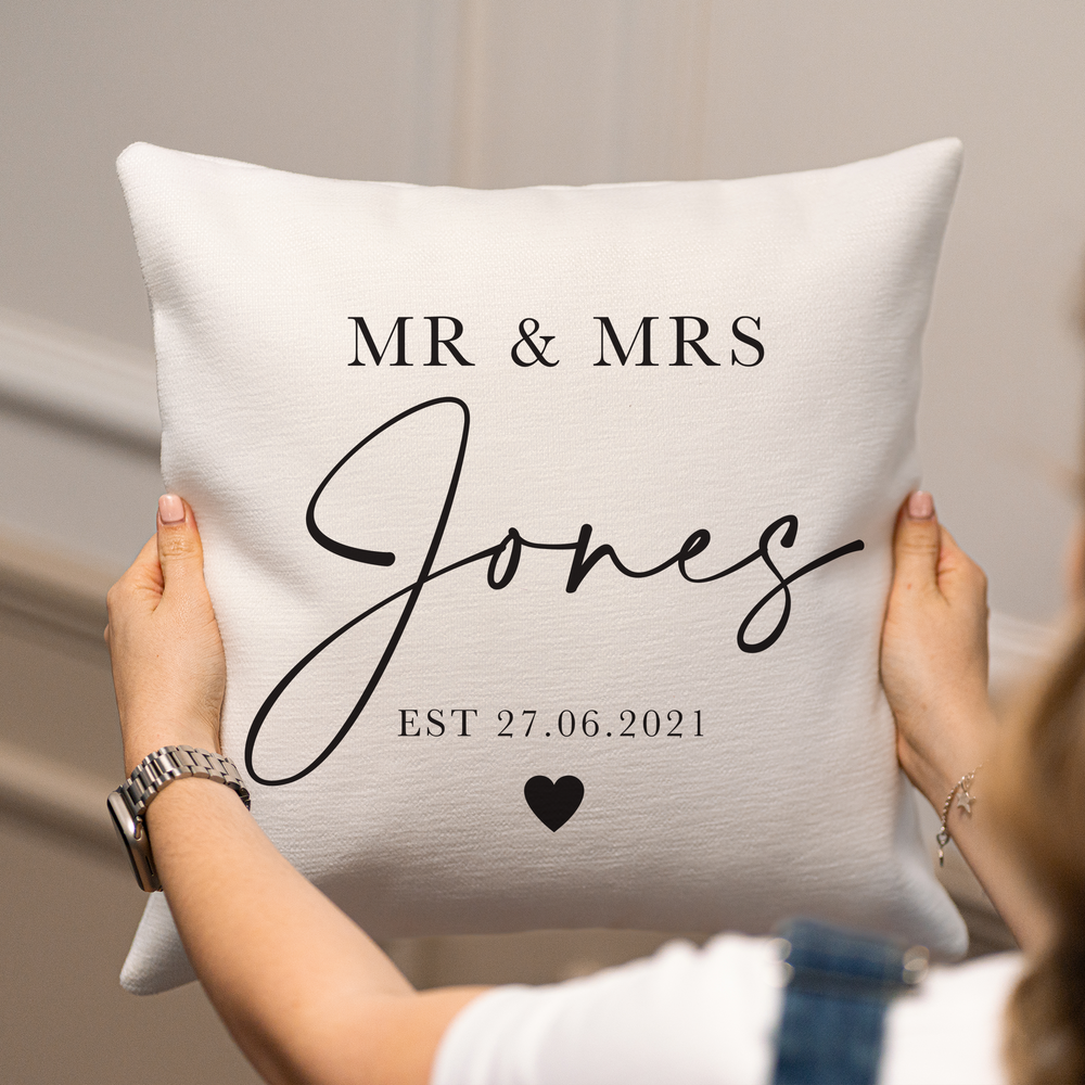 Personalised Mr & Mrs Wedding Cushion