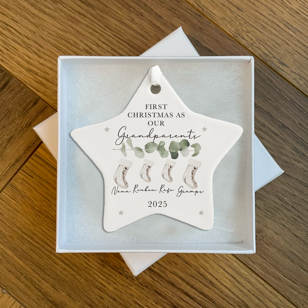 
                      
                        Personalised First Christmas as Grandparents Stocking Bauble
                      
                    
