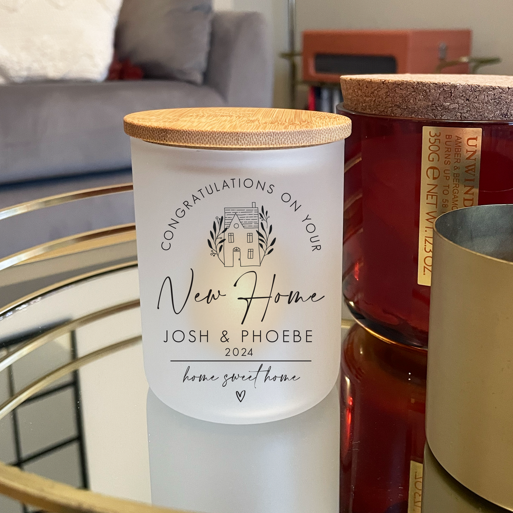 Personalised New Home Candle Jar & Tea Light