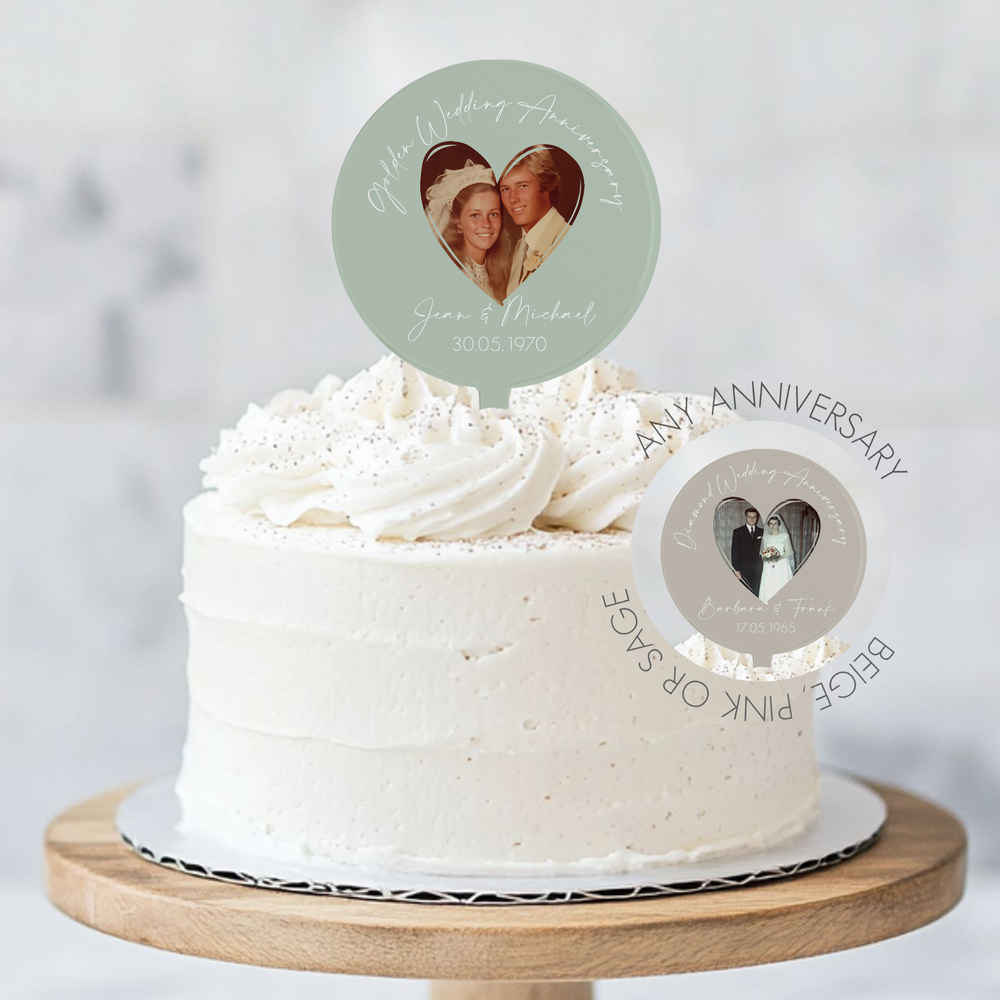Personalised Wedding Anniversary Photo Cake Topper