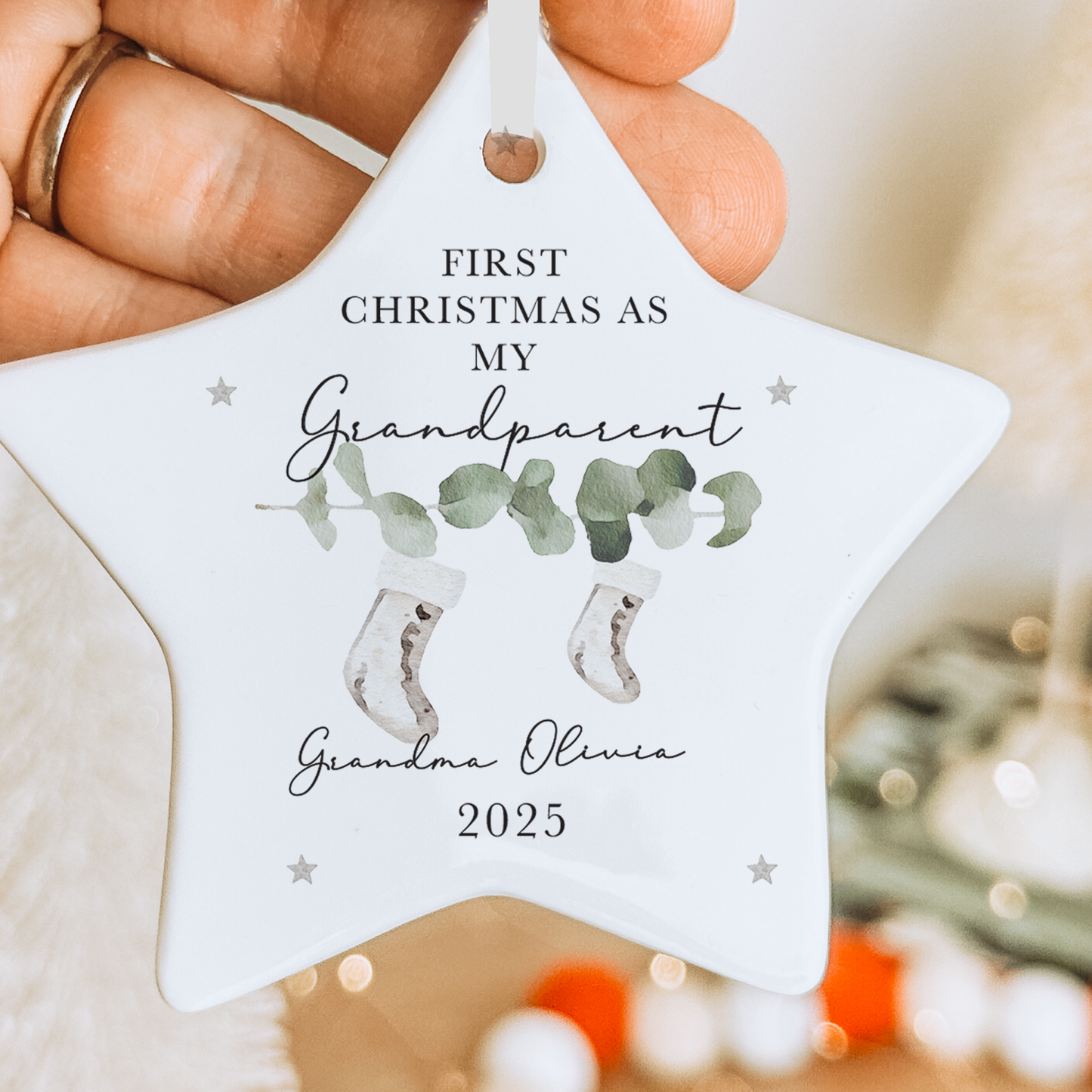 Personalised First Christmas as Grandparents Stocking Bauble
