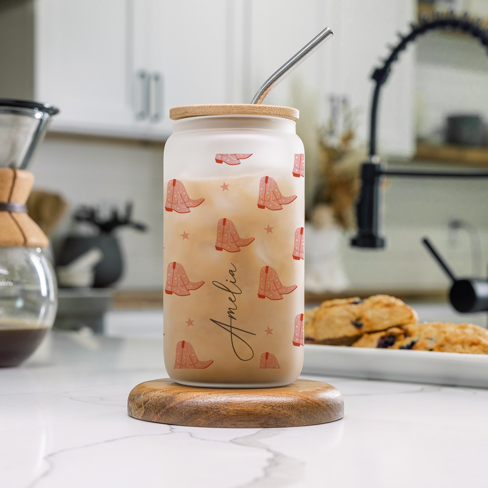 Personalised Cowgirl Boots Glass Tumbler