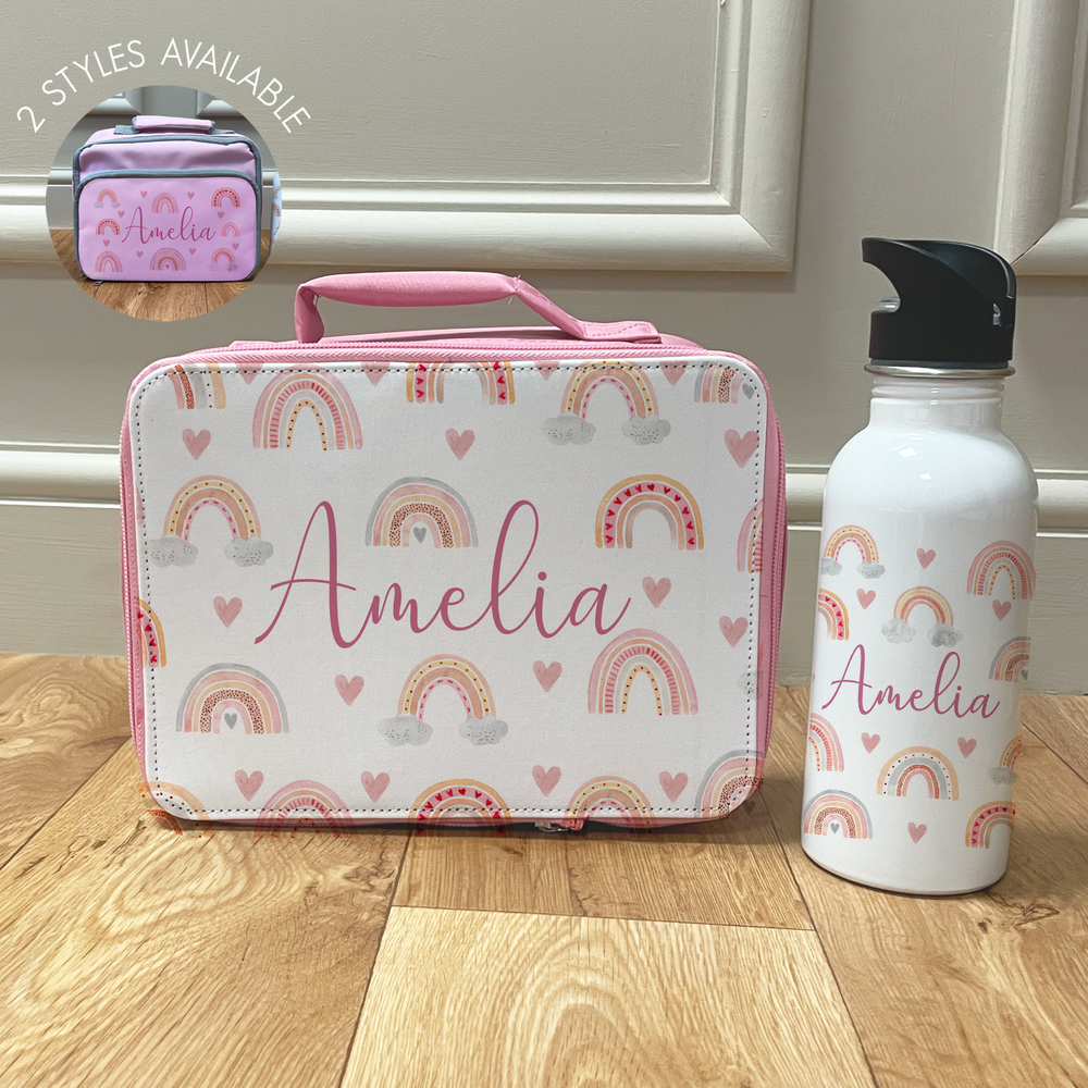 Personalised Sunshine & Rainbows Lunch Box & Bottle Set