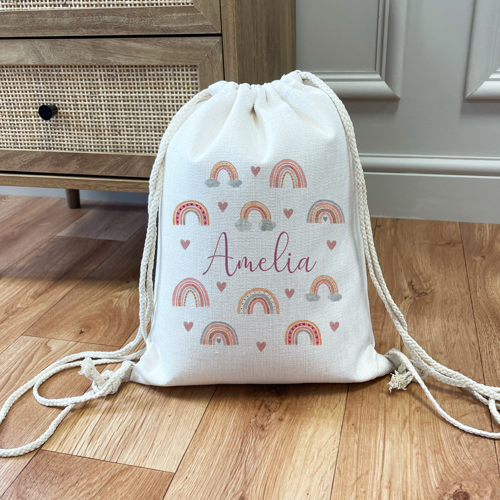 Personalised Rainbow Drawstring Bag