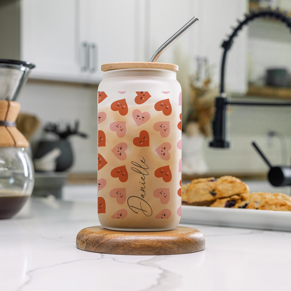 Personalised Love Heart Glass Tumbler