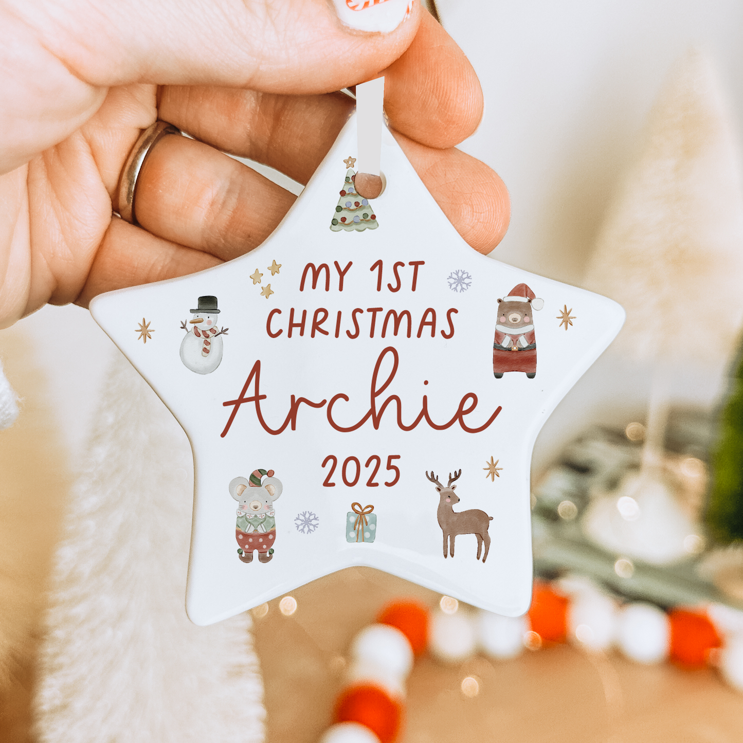 Personalised First Christmas Boho Bauble
