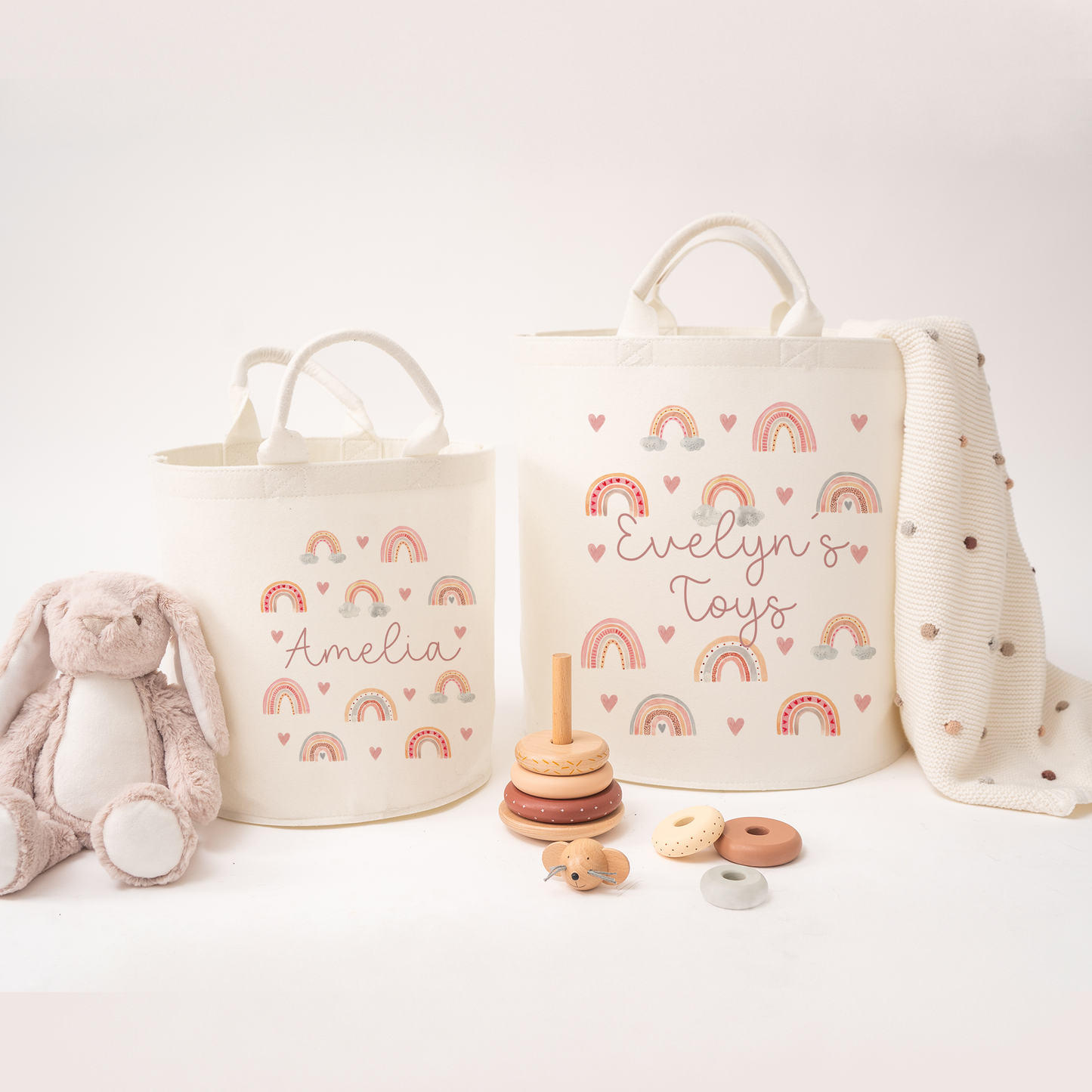 Personalised Rainbow Toy Baskets