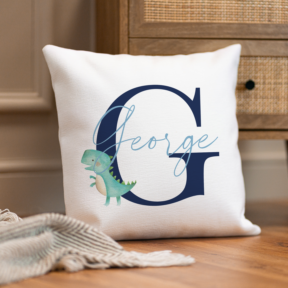 
                      
                        Personalised Dinosaur Initial Cushion
                      
                    