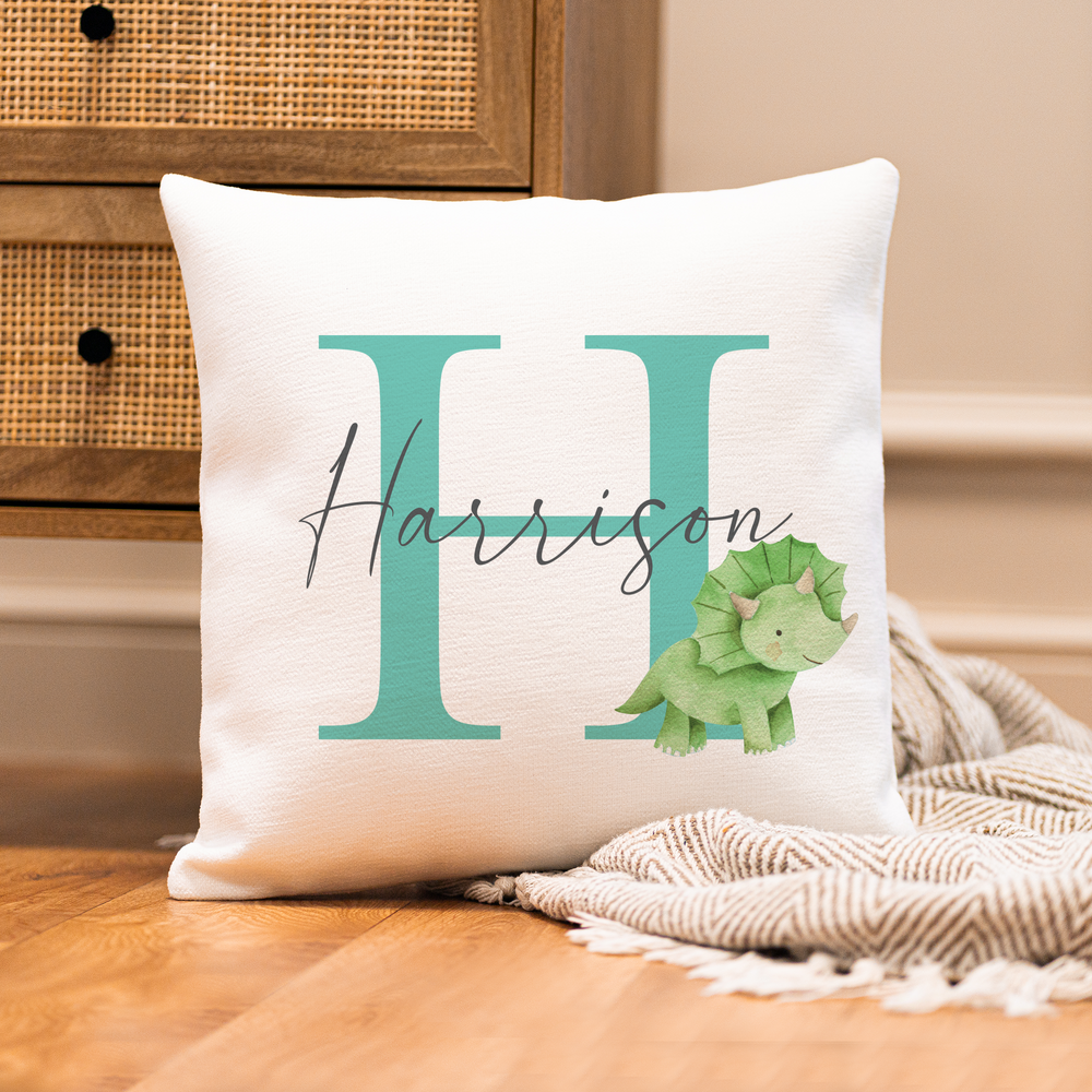 
                      
                        Personalised Dinosaur Initial Cushion
                      
                    