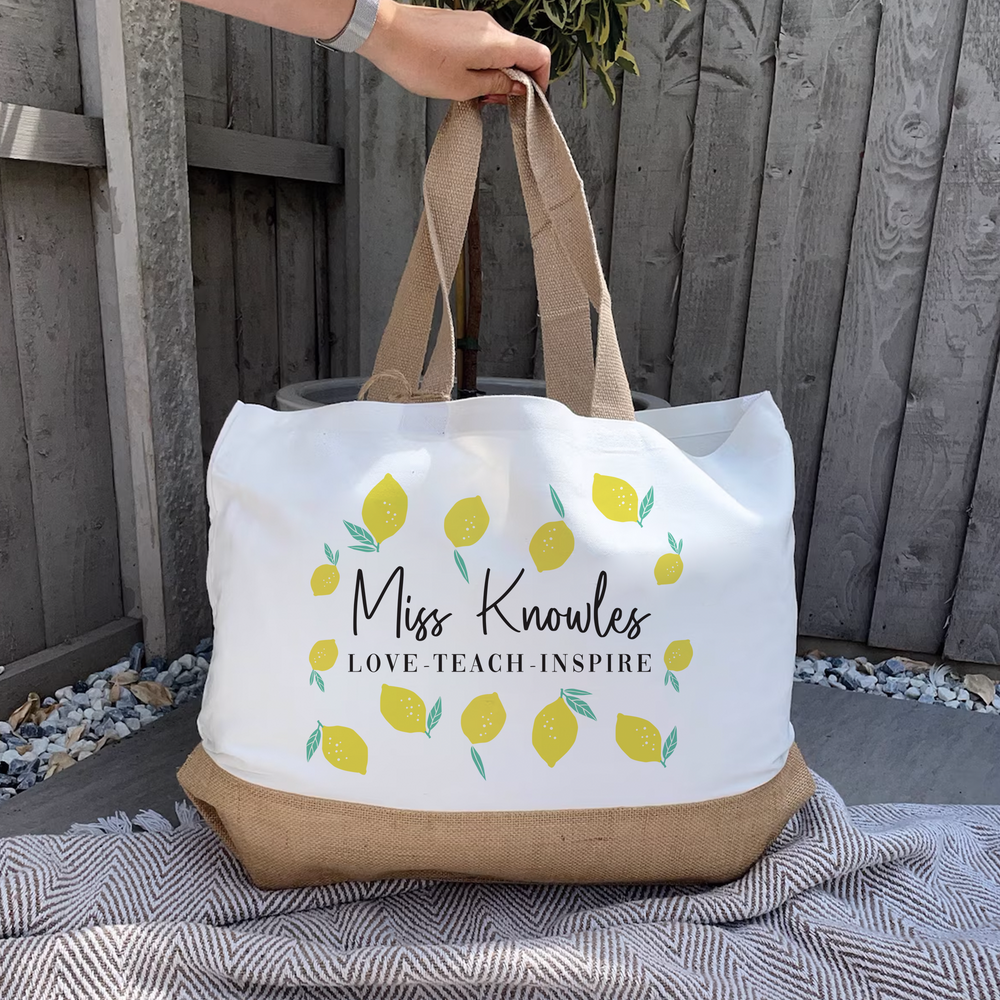 
                      
                        Personalised Lemon Teacher Bag
                      
                    