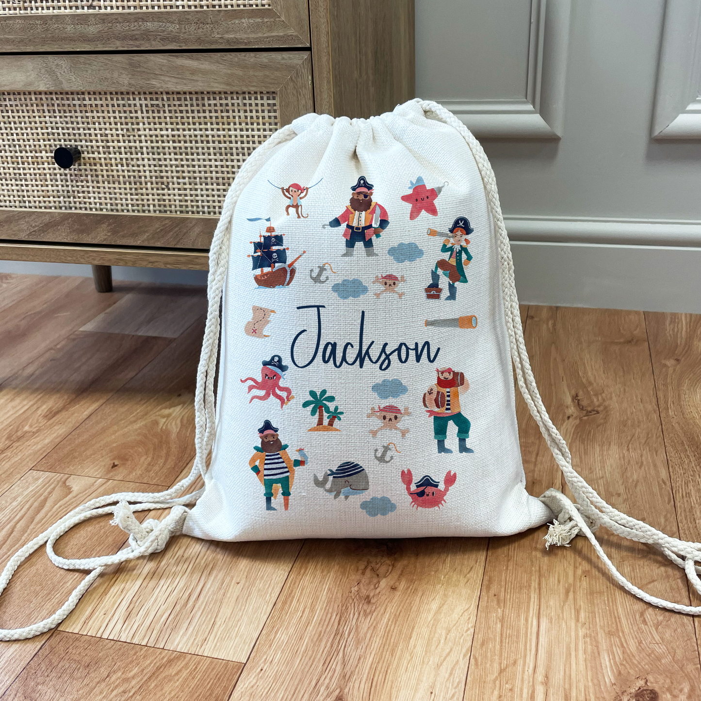 Personalised Pirate Drawstring Bag