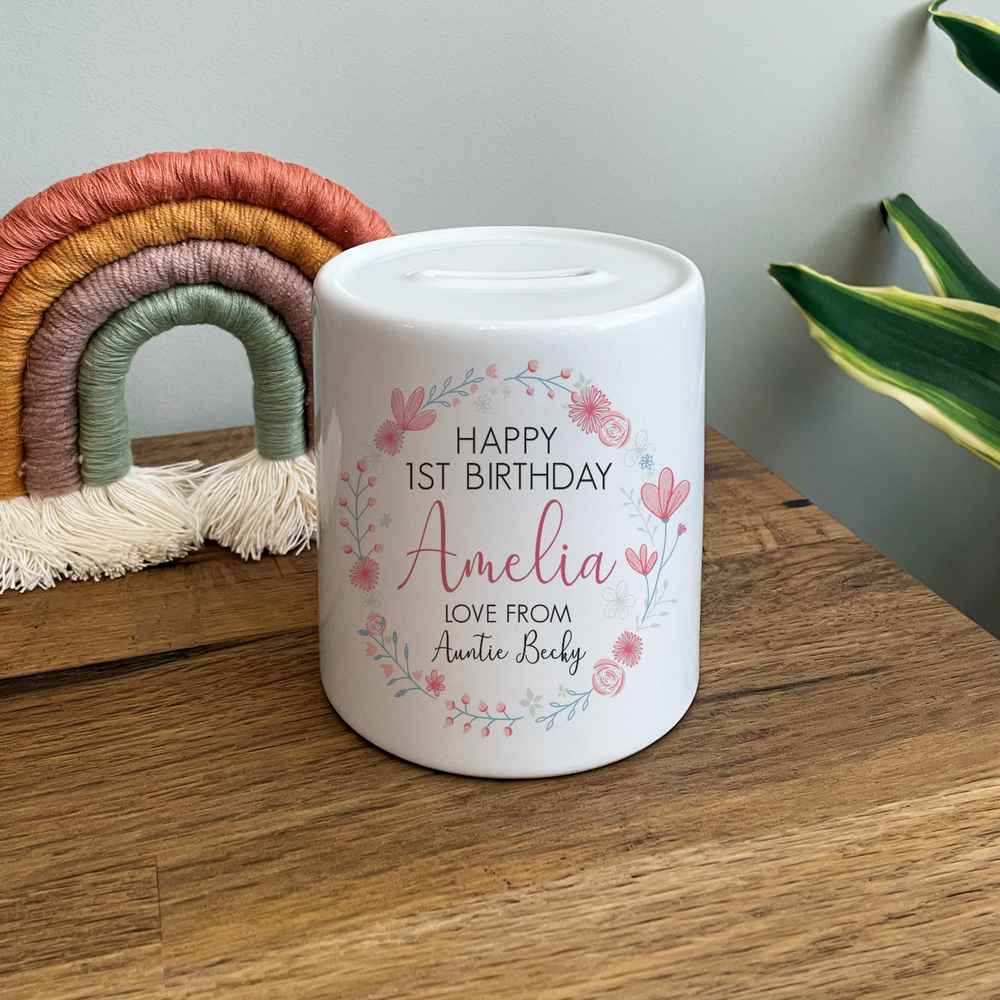 Personalised First Birthday Money Box